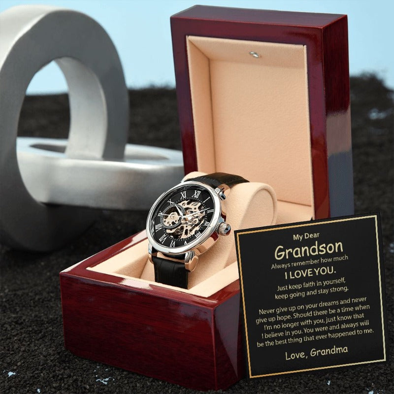 Buy To My Grandson Never Forget That I Love You From Grandma Grandpa  Engraved Wooden Wood Watch for Anniversary Wedding Birthday Graduation Gift  Online in India - Etsy